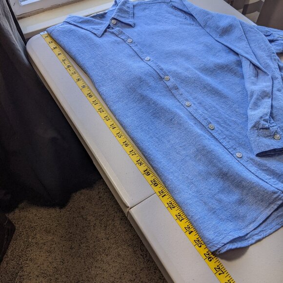 Orvis linen blend long sleeve button down shirt with tab sleeves - Picture 7 of 12